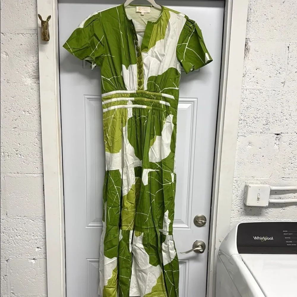 Green and White Floral Maxi Dress - Beaded Maxi - BRAND NEW - Sheridan French